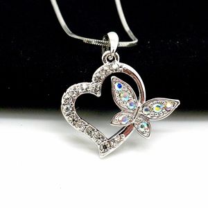 Butterfly Heart AB Crystal Necklace